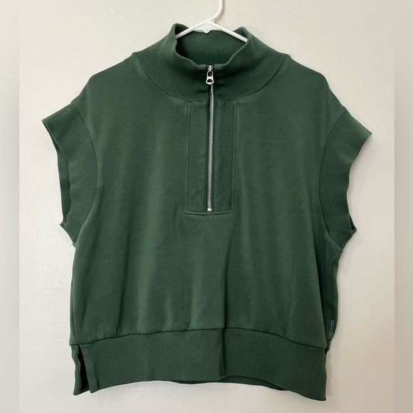 Varley Kelly Half Zip Doublesoft Sweat 2.0 in Cilantro - Picture 3 of 13